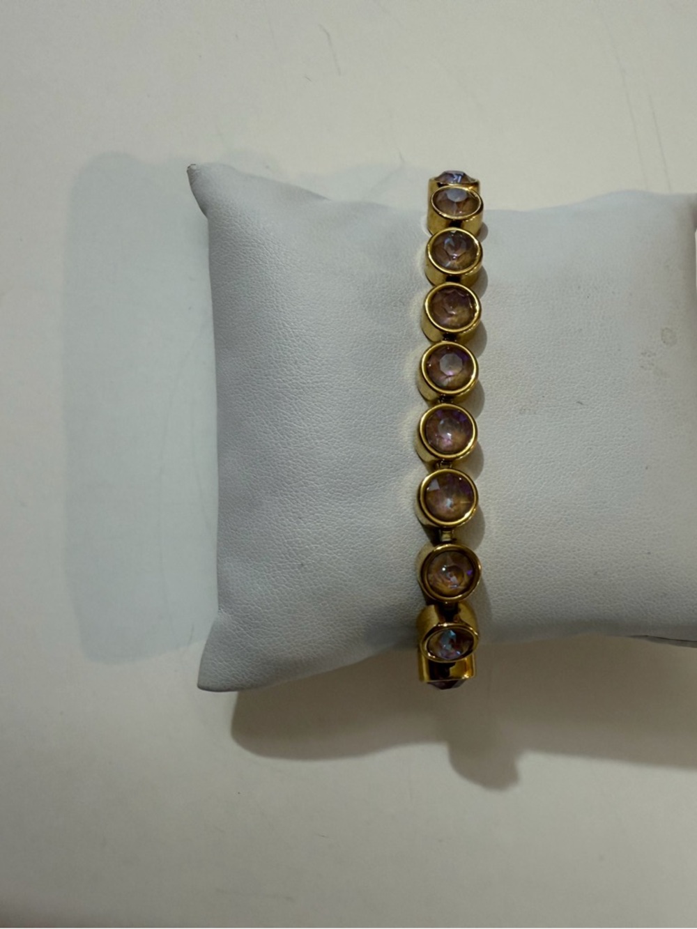 Touchstone Crystal Brass Gold-Tone Bracelet with Light Topaz Stones